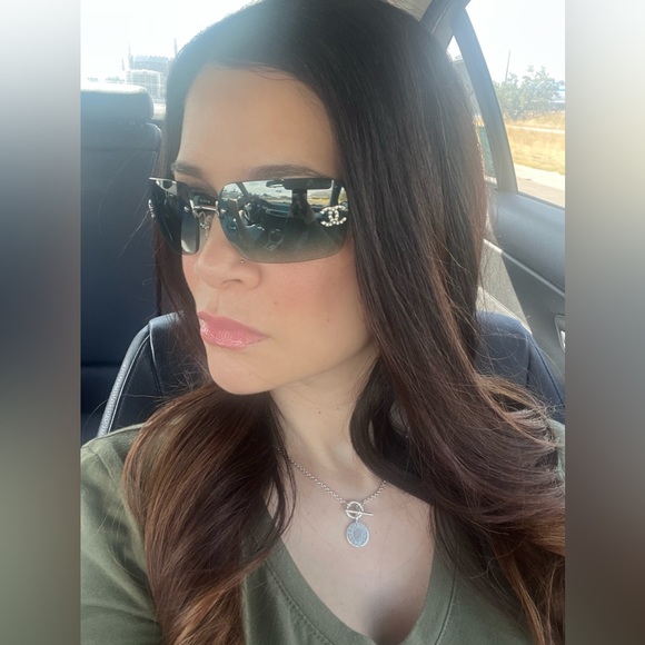 💯Auth Chanel 4017-D Swarovski Crystal Double C Sunglasses in TEAL! SUPER RARE!! - Picture 14 of 16